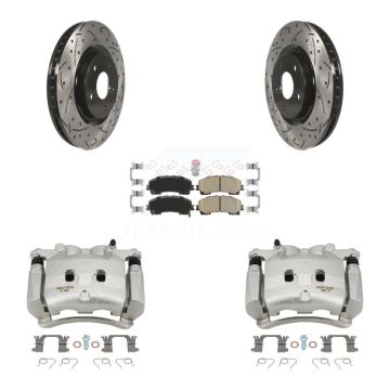 Front Disc Brake Coated Caliper Drilled Slotted Rotor & Ceramic Pad Kit For Nissan Rogue KCD-100214N