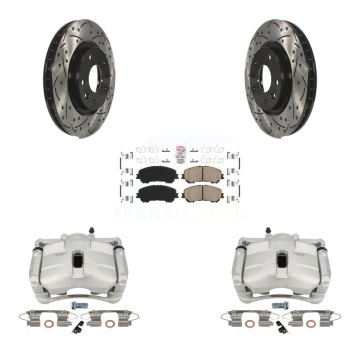 Front Disc Brake Coated Caliper Drill Slot Rotors Ceramic Pad Kit For Nissan Rogue Sport KCD-100215N