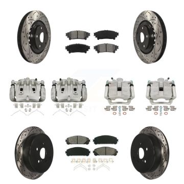 Front Rear Brake Caliper Drilled Slot Rotor Semi-Metallic Pad Kit (10Pc) For Lexus RX350 KCD-100215S