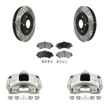 Front Brake Coated Caliper Drill Slot Rotors Ceramic Pad Kit For 2009-2011 Dodge Journey KCD-100216T