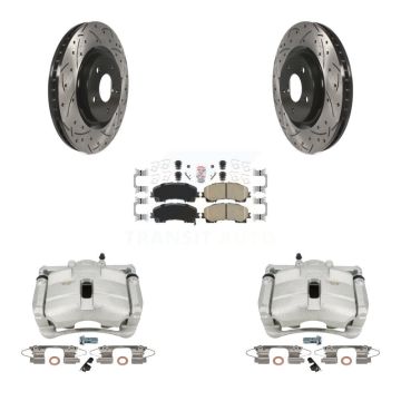 Front Disc Brake Coated Caliper Drilled Slotted Rotor & Ceramic Pad Kit For Nissan Rogue KCD-100217N
