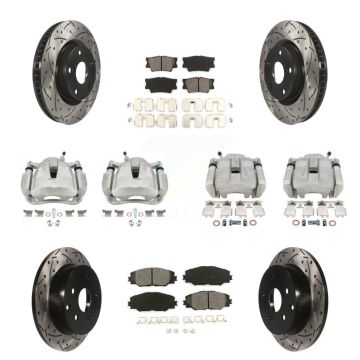 Front Rear Brake Caliper Drilled Slot Rotor Semi-Metallic Pad Kit (10Pc) For Toyota RAV4 KCD-100217S