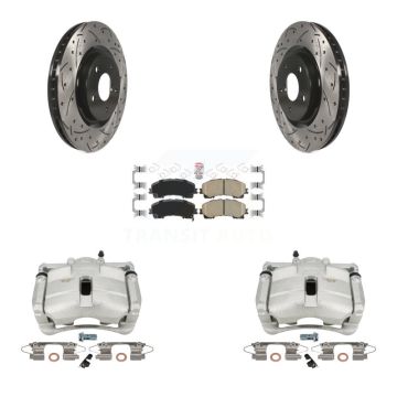 Front Disc Brake Coated Caliper Drilled Slotted Rotor & Ceramic Pad Kit For Nissan Rogue KCD-100218N