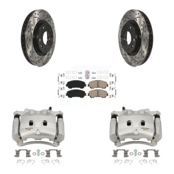 Front Disc Brake Coated Caliper Drilled Slotted Rotor & Ceramic Pad Kit For Nissan Rogue KCD-100219N