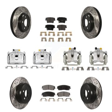 Front Rear Brake Caliper Drill Slot Rotors Ceramic Pad Kit (10Pc) For Chrysler 300 Dodge KCD-100219T