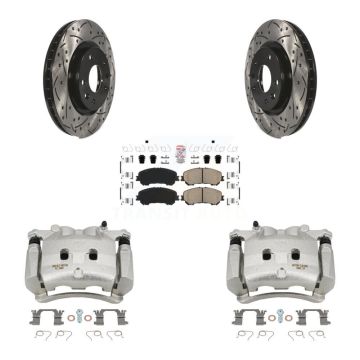 Front Disc Brake Coated Caliper Drilled Slotted Rotor & Ceramic Pad Kit For Nissan Rogue KCD-100220N