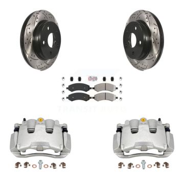 Front Brake Caliper Drill Slotted Rotor Semi-Metallic Pad Kit For Ram 1500 Classic Dodge KCD-100221N