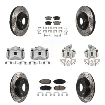 Front Rear Brake Coated Caliper Drill Slot Rotors Ceramic Pad Kit (10Pc) For Honda Civic KCD-100222C