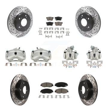 Front Rear Brake Coated Caliper Drill Slot Rotors Ceramic Pad Kit (10Pc) For Honda Civic KCD-100223C