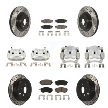 Front Rear Brake Coat Caliper Drill Slot Rotor Ceramic Pad Kit (10Pc) For Subaru Outback KCD-100225C