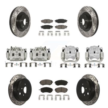 Front Rear Brake Coat Caliper Drill Slot Rotors Ceramic Pad Kit (10Pc) For Subaru Legacy KCD-100226C