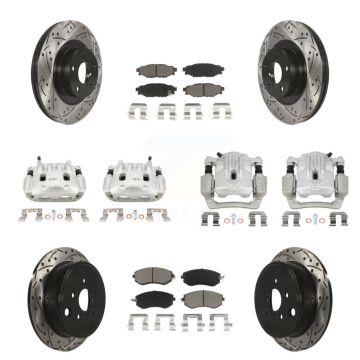 Front Rear Brake Caliper Drill Slot Rotor Ceramic Pad Kit (10Pc) For Subaru Outback 2.5L KCD-100228C