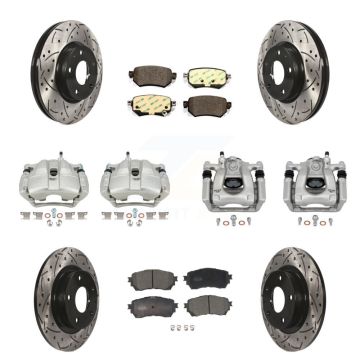Front Rear Disc Brake Coated Caliper Drill Slot Rotor Ceramic Pad Kit (10Pc) For Mazda 6 KCD-100228T