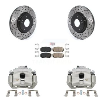 Front Brake Caliper Drill Slot Rotors Ceramic Pad Kit For Hyundai Sonata Kia Kona Optima KCD-100229N