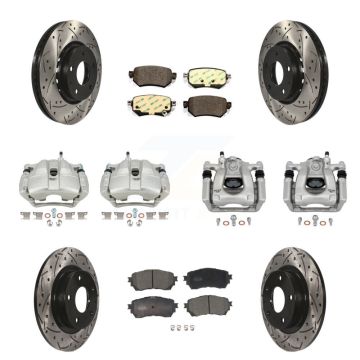 Front Rear Disc Brake Coated Caliper Drill Slot Rotor Ceramic Pad Kit (10Pc) For Mazda 6 KCD-100229T