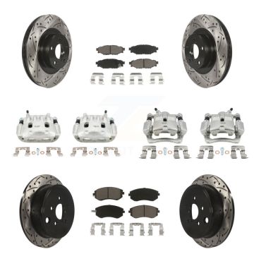 Front Rear Brake Caliper Drill Slotted Rotors Ceramic Pad Kit (10Pc) For Subaru Forester KCD-100231C