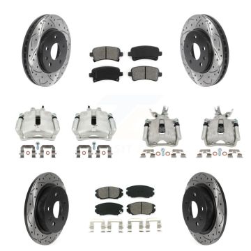Front Rear Brake Caliper Drill Slotted Rotors Semi-Metallic Pad Kit (10Pc) For Chevrolet KCD-100231S