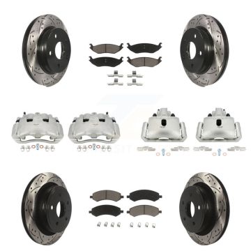Front Rear Brake Coat Caliper Drill Slot Rotor Ceramic Pad Kit (10Pc) For Dodge Ram 1500 KCD-100232C