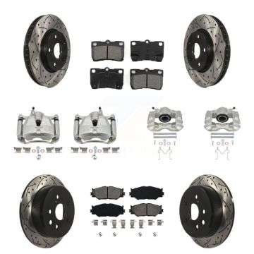Front Rear Brake Caliper Drilled Slot Rotor Semi-Metallic Pad Kit (10Pc) For Lexus IS250 KCD-100232S