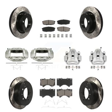 Front Rear Brake Coat Caliper Drill Slot Rotors Ceramic Pad Kit (10Pc) For Toyota Tundra KCD-100234C
