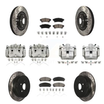 Front Rear Brake Caliper Drill Slot Rotors Ceramic Pad Kit (10Pc) For Lexus RX350 RX450h KCD-100237C