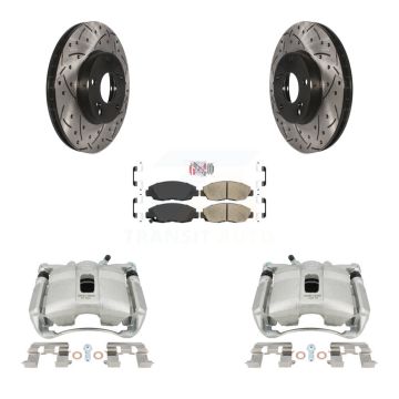 Front Brake Caliper Drilled Slot Rotor Ceramic Pad Kit For 2011 Honda Civic GX with 1.8L KCD-100238N