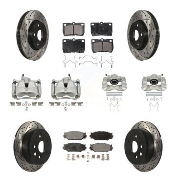 Front Rear Brake Caliper Drilled Slot Rotor Semi-Metallic Pad Kit (10Pc) For Lexus IS250 KCD-100238P