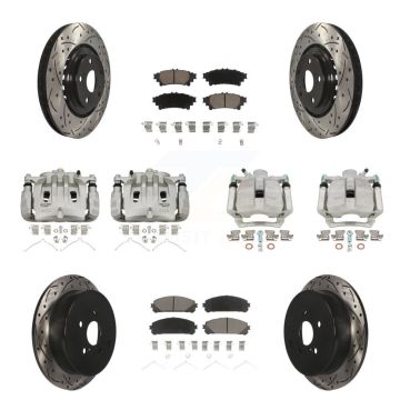 Front Rear Brake Caliper Drill Slot Rotors Ceramic Pad Kit (10Pc) For Lexus RX350 RX450h KCD-100239C