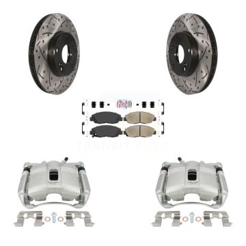 Front Brake Caliper Drilled Slot Rotor Ceramic Pad Kit For 2011 Honda Civic GX with 1.8L KCD-100239N