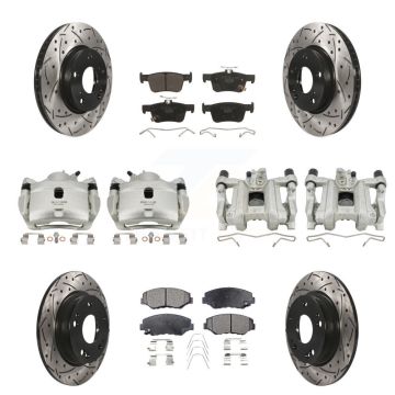 Front Rear Brake Coated Caliper Drill Slot Rotors Ceramic Pad Kit (10Pc) For Honda Civic KCD-100239T