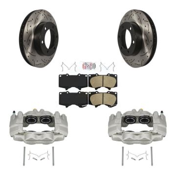 Front Brake Coated Caliper Drill Slot Rotor Ceramic Pad Kit For Toyota Tacoma FJ Cruiser KCD-100240N