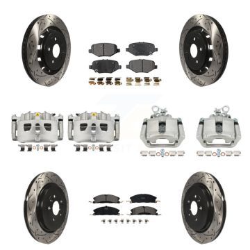 Front Rear Brake Caliper Drill Slot Rotors Ceramic Pad Kit (10Pc) For Ford Explorer Flex KCD-100240T