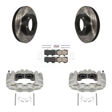 Front Brake Coated Caliper Drill Slot Rotor Ceramic Pad Kit For Toyota Tacoma FJ Cruiser KCD-100241N
