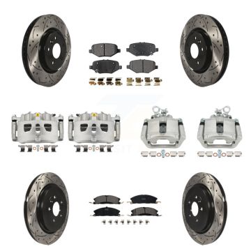 Front Rear Brake Caliper Drill Slot Rotor Ceramic Pad Kit (10Pc) For Ford Explorer Sport KCD-100241T