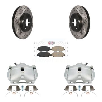 Front Brake Coated Caliper Drill Slot Rotors Ceramic Pad Kit For 2003-2011 Honda Element KCD-100242N