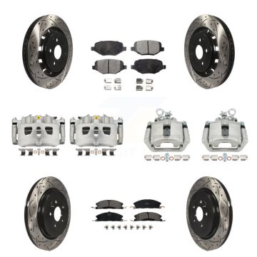 Front Rear Brake Caliper Drilled Slot Rotor Ceramic Pad Kit (10Pc) For Ford Explorer MKS KCD-100242T