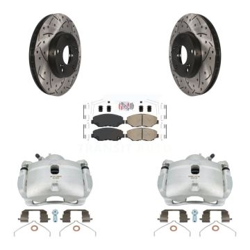 Front Brake Coated Caliper Drill Slot Rotors Ceramic Pad Kit For 2003-2011 Honda Element KCD-100243N