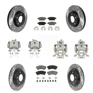 Front Rear Brake Caliper Drill Slot Rotor Ceramic Pad Kit (10Pc) For Ford Fusion Mazda 6 KCD-100244C