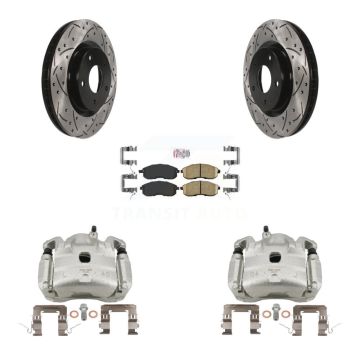 Front Brake Caliper Drill Slotted Rotor Ceramic Pad Kit For Nissan Sentra SE-R with 2.5L KCD-100244N