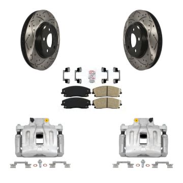 Front Brake Coat Caliper Drill Slot Rotor Ceramic Pad Kit For Chrysler 300 Dodge Charger KCD-100247N