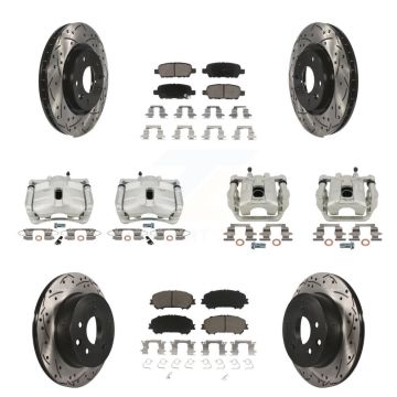 Front Rear Brake Caliper Drill Slot Rotors Ceramic Pad Kit (10Pc) For Nissan Rogue Sport KCD-100248C