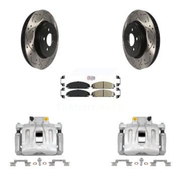 Front Brake Coat Caliper Drill Slot Rotor Ceramic Pad Kit For Chrysler 300 Dodge Charger KCD-100248N