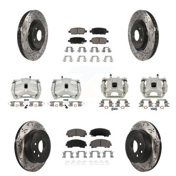 Front Rear Brake Caliper Drill Slotted Rotors Ceramic Pad Kit (10Pc) For Nissan Rogue SL KCD-100249C