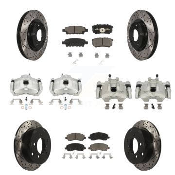 Front Rear Brake Caliper Drill Slot Rotors Ceramic Pad Kit (10Pc) For Jeep Patriot Dodge KCD-100252C
