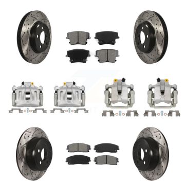 Front Rear Brake Caliper Drill Slotted Rotors Semi-Metallic Pad Kit (10Pc) For Dodge 300 KCD-100252S