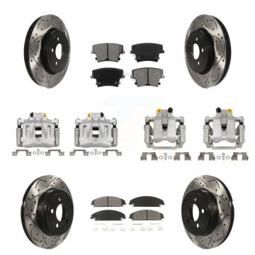 Front Rear Brake Caliper Drill Slot Rotors Semi-Metallic Pad Kit (10Pc) For Chrysler 300 KCD-100253S