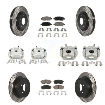 Front Rear Brake Caliper Drill Slot Rotors Ceramic Pad Kit (10Pc) For Nissan Sentra Juke KCD-100254C