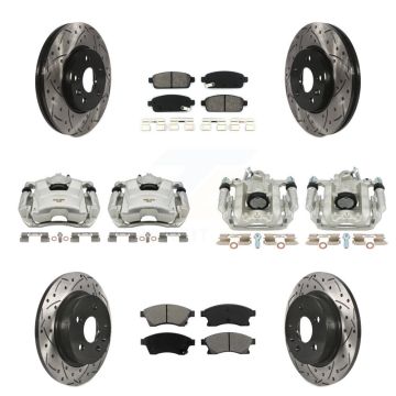 Front Rear Brake Caliper Drill Slotted Rotors Semi-Metallic Pad Kit (10Pc) For Chevrolet KCD-100255S