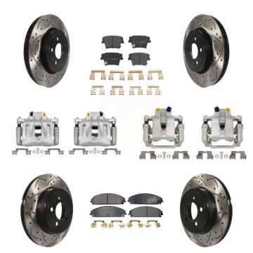 Front Rear Brake Caliper Drill Slot Rotors Semi-Metallic Pad Kit (10Pc) For Chrysler 300 KCD-100259P