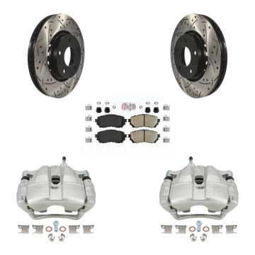 Front Brake Caliper Drill Slotted Rotors Ceramic Pad Kit For Mazda 6 Naturally Aspirated KCD-100260N